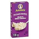 ANNIE'S - MACARONI AND CHEESE Shells and White Cheddar, No Artificial Flavours, No Synthetic Colours, Contains Real Cheese and Milk Ingredients, 80% Organic Ingredients, 170 Grams Package