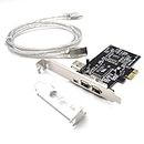 Padarsey PCIe 3 Ports 1394A Firewire Expansion Card, PCI Express (1X) to External IEEE 1394 Adapter Controller (2 x 6 Pin + 1 x 4 Pin) with Low Profile Bracket for Desktop PC and DV Connection