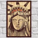 Affiche de voyage rétro New York panneau effet panneau mural bois décoration murale petit ami cadeau pour lui