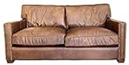Casa Padrino Genuine Leather 2 Seater Sofa Brown 182 x 100 x H. 89 cm - Luxury Living Room Furniture