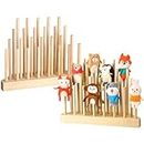 Briwooody Wooden Puppet Stand for Classroom Holds 26 Hand Puppets 11.8 x 3 Inch Puppet Holder Display 4 Row Store and Display Anti Crush Puppet Stand for Storage and Easy Accessibility
