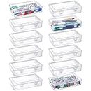 Kingrol 12 Pack Clear Plastic Storage Containers with Lids, 8 x 5 x 1.75 Inch Empty Hinged Boxes, Stackable Organizer Boxes for Home, Office, Craft Supplies