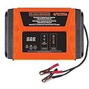 BLACK+DECKER BC25 Automatic Battery Charger & Manual Control For Professional & Domestic Use 4/12/25 Amp 3 Speed, 1 Year Warranty, ORANGE & BLACK