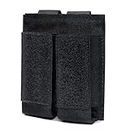 Azarxis Tactical Pistol Mag Pouch Holder Double Triple Molle Magazines Carrier Holster Bag with Front Loop Panel Fast Access (Black - Double Pockets)