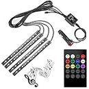 Automaze 4pcs 48 LED DC 12V Multicolour Music Car Strip Atmosphere Lamp Light for Car Interior Under Dash Lighting Kit with Sound Active Function and Wireless Remote Control