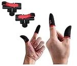 QOCXRRIN 2 Pair Anti-Slip Thumb Sleeve, Slip-Proof Sweat-Proof Professional Touch Screen Thumbs Finger Sleeve & 1 Pair Red Black Pubg Mobile Trigger All Mobile Phone Game Gaming Gloves.