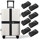 BILIONE 8 Pack Luggage Straps 79" Long Belts Keep Suitcase Secure While Traveling, TSA Approved Add a Bag Premium Accessory for Travel Bag Closure (8 Pcs Black)
