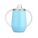 Stainless Steel Sippy Cup With Handles & Silicone Lids 10 Oz Double Wall Vacuum Insulated Sippy Cup Mug Tumbler Toddler Cups For Boys And Girls Non Spill Sipp Glass Coffee Cup (Light blue, One Size)