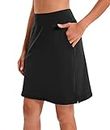 Jhsnjnr Gym Clothes Women Knee Length Tennis Skirts Dressy Built-in Shorts Athletic Golf Skirt with Pockets Black