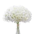 AVIVIHO White Hydrangea Silk Flowers Heads Pack of 10 Ivory White Full Hydrangea Flowers Artificial with Stems for Wedding Home Party Shop Baby Shower Decor