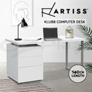 Artiss Computer Desk Drawer Cabinet Home Office Study Table White 140CM