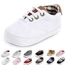Morbido Infant Baby Boys Girls Canvas Sneaker Toddler Slip On Anti Skid Newborn First Walkers Candy Shoes for 0-18 Months White