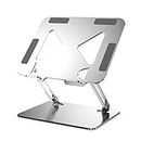 Laptop Stands, Aluminum Laptop Raisar, Multi-levels moniter stands fan with Heat-Vent, Adjust laptop stands for desk accessoras, Competible with office computers worked Air/Pro, Dell, 10-17" (SILVER)