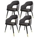 EMUR Modern Modern Living Dining Room Armchairs Set of 4,Kitchen Dining Chairs,Living Room Office Chairs,Medieval Style PU Leather Seats,Metal Feet Dining Chairs (Color : Dark Grey)