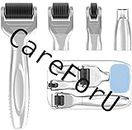 Derma Roller Kit with 540 Titanium Needles 0.2-1mm lengths, Microneedling Roller for Beard Growth, Scarring and Face Skin Rejuvenation (Silver, Storage Case Included)
