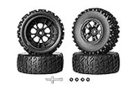 RCMOXETO 12mm Hex RC Wheels and Tires for RC Short Course Truck Tires 1/10 Scale with Foma Inserts for Traxxas Slash Tires Arrma Senton Tires and Wheels Pre-glued 4PCS Black Shape2