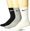Nike Soken Lightweight Crew Paquete de 3 Pares Calcetines, Hombre, Multicolor (Grey Heather/Black/White), 38-42 EU