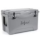 Zelsius Kühlbox 50 Liter | Coolbox | Tragbare Cooling Box ideal für Auto Camping Urlaub Angeln Freizeit Outdoor | Thermobox für Warm und Kalt (grau)