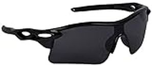 NuVew® UV Protected Unisex Sports Sunglasses - (Black Lens | Black Frame | Medium Size | NW-Oakly-29)