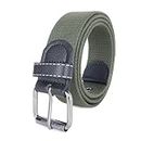 Zacharias Men's Cotton Fabric Army Tactical Solid/Plain Belt pp-32 (Green_Free Size) (Pack of 1)