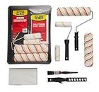 Fit For The Job 10pcs Home Decorating Kit Paint Rollers & Tray Set with Paint Brush,Dust Sheet,Stirrer - Roller Sets For Painting Walls & Ceilings With Emulsion, Mini Roller For Painting With Emulsion