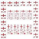 AhfuLife 24 Sheets England Flag Tattoos for Party Decoration and Euro Football 2024, England Temporary Tattoo Transfer Stickers for St.George's Day Euro Football 2024 Fan Party Decorations (England)