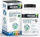 Renew Actives Quercetin 500mg - 60 Capsules - Max Potency, Natural Bioflavonoid Antioxidant - Free Radical Defense, Powerful Immune & Circulatory Protection - Boosted Energy for a Healthier Lifestyle
