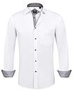 Alimens & Gentle Mens Long Sleeve Dress Shirts Wrinkle Free Regular Fit Button Down Shirts with Chest Pocket White Large