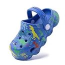 DRECAGE Kids Clogs Boys Girls Lightweight Garden Shoes Dinosaur Mules Slip-on Beach Pool Shower Slippers Summer Sandals for Toddler Children