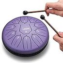 Steel Tongue Drum 6 Inch 11 Notes, LEKATO Tongue Drum D Major Beginner Hand Drum Percussion for Meditation Yoga Musical Education, Best Gift for Adult Beginner, Lavender Purple