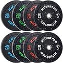 Bumper Plate Olympic High Bounce Bumper Weight Plate with Steel Insert Strength Training Weight Lifting Plate (190LB Plate Set)
