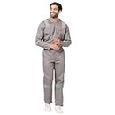 FRENCH TERRAIN® Men's 100% Cotton Industrial Boiler Suit (Work Wear Coverall/Dungarees) with Reflective Tape, 200 GSM.(Col. Grey, Size 40 - L)
