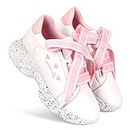 Longwalk Women Ribbon lace Shoes for Girls Printed Chunky Sole Casual Sneakers Pink