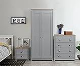 Comfy Living Bedroom Furniture Trio Set 2 Door Wardrobe Bedside Table Drawers Grey Whitee (White, Chest of Drawers Only)