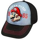 NINTENDO Super Mario Black and Red Baseball Cap - for Boys 4-12 Years - Super Mario and 1985 Classic Design - Adjustable - 100% Cotton