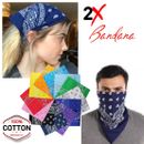 2-Pack Bandana 100% Cotton Paisley Print Double-Sided Scarf Head Neck Face Mask