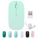 BlueBose Wireless Bluetooth Rechargeable Mouse, Silent Click Laptop Mouse, 3 Adjustable Dpi Speed, Mini USB Nano Receiver, Compatible with Laptop/iPad/Mac/PC (Green)