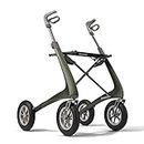 byACRE Carbon Overland/All Terrain Carbon rollator/Big Pneumatic Wheels/Lightweight at only 14.8 lbs/Foldable with seat/Defender Green