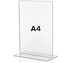 Porpoise A4 Size Acrylic Sign Holder T Shape Portrait Style Menu Ad Frame Display Stand Table Top Perfect for Restaurants, Promotions, Photo Frames, Classroom