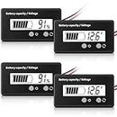 2 Pieces DC 12V 24V 36V 48V 72V Battery Meter with Alarm, Front Setting and Switch Key, Battery Capacity Voltage Indicator Battery Gauge Monitors -Acid and Lithium ion Battery Indicator (White)