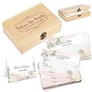 1DFAUL 60Pcs Advice for the Bride Cards, Advice and Wishes for the Mr and Mrs, Floral Advice Cards Wooden Box Kit for Bride and Groom, Bridal Wedding Shower Games, Wedding Guest Book Alternative