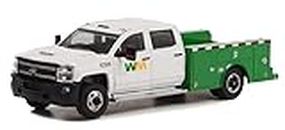 Greenlight 46100-C Dually Drivers Series 10 - 2018 Chevy Silverado 3500 Dually Service Bed - Waste Management 1:64 Scale Diecast