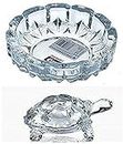 MRC Glass Crystal Turtle Tortoise with Plate for Feng Shui and Vastu, Best Gifts for Career and Good Luck (Standard, Clear)