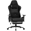 601 PRO Gaming Chair for Adults,400LBS Video Game Chair with Footrest,Velvet Headrest and 3D Lumbar Support with Breathable PU Leather Big and Tall Ergonomic Computer Chair(Black)