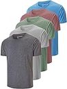 5 Pack Men's Dry Fit T Shirts, Athletic Running Gym Workout Short Sleeve Tee Shirts for Men (X-Large, Set 4)