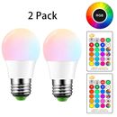 E26 LED Light Bulbs RGB Color Changing 5W A19 Cool White Bulb with Remote 2 Pack