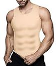 Eleady Mens Slimming Body Shaper Vest Compression Shirt Abs Abdomen Shapewear Workout Tank Top Undershirt (Medium, Beige Tops)