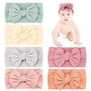 Makone Baby Girl Headbands 6 pcs, Baby Girl Bows, Stretchy Soft Wide Baby Turban Headbands for Babies Elastic Headbands for Newborn Baby, Toddlers