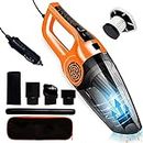 PESOMA Portable & Corded High Power Car Vacuum Cleaner for Car Cleaning Car Accessories, DC 12V, 120W 5.5 KPA, Vacuum Cleaner for Car Wet and Dry Car Vacuum Cleaner (Black-Orange)