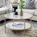 Rafaelo Mobilia 2 Tier Round Coffee Table, Coffee Table Round, Gold Coffee Table, Centre Table Living Room, Round Glass Coffee Table, Gold Coffee Table For Living Room, IND167